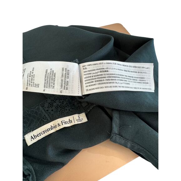 Abercrombie & Fitch Satin Lace Cami Tank Top Size Small Dark Green - Picture 4 of 4